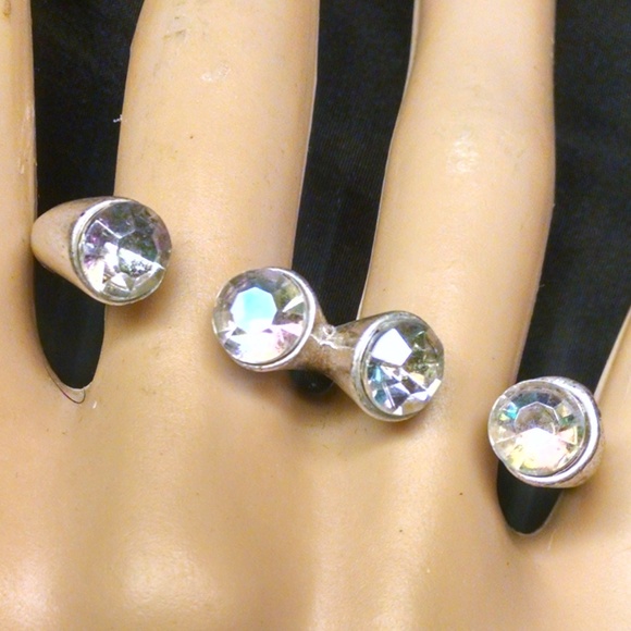 Elegant Shiney Rhinestones Double Finger Ring